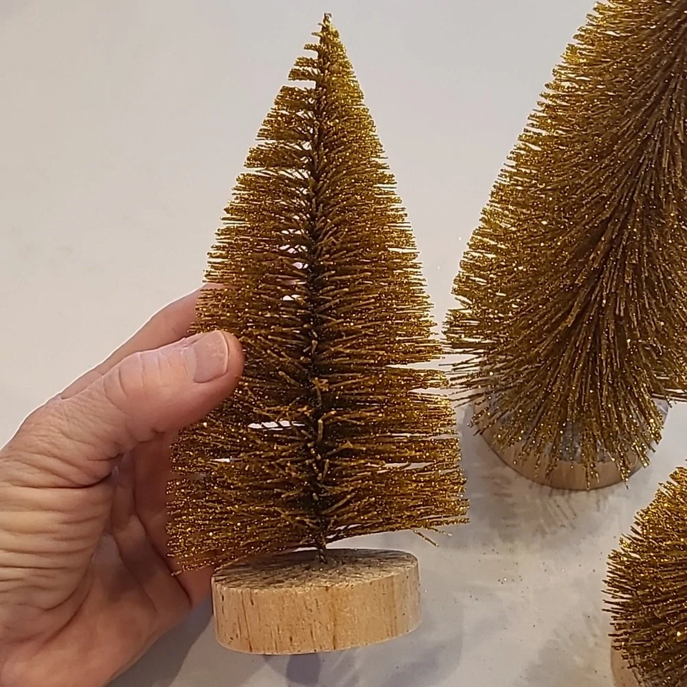 Pottery Barn Set Of 3 New Gold Bottlebrush Trees